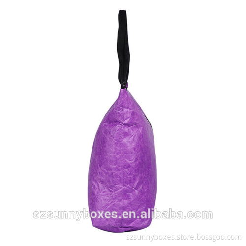 Super Light Weight Waterproof Tyvek Paper Shoulder Shopping Bag With Zipper Closure